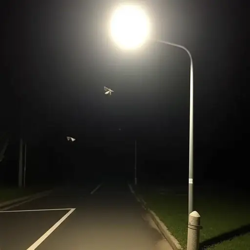 一只飞蛾不停地撞向路灯。
