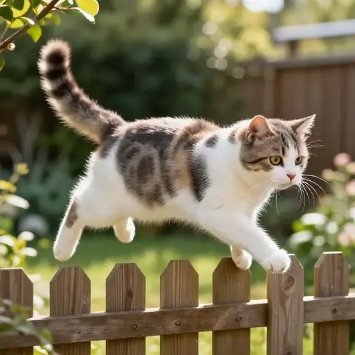 那只猫以惊人的优雅跳上了篱笆。
