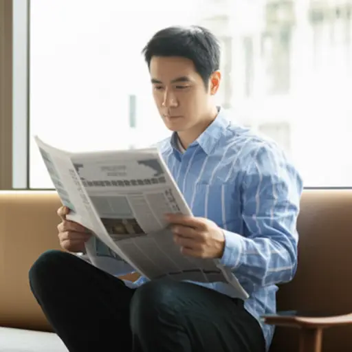 那个男人正在读报纸。