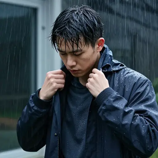 我被雨淋湿后，不得不脱下湿衣服。