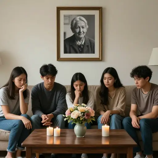一家人哀悼他们祖母的突然离世。