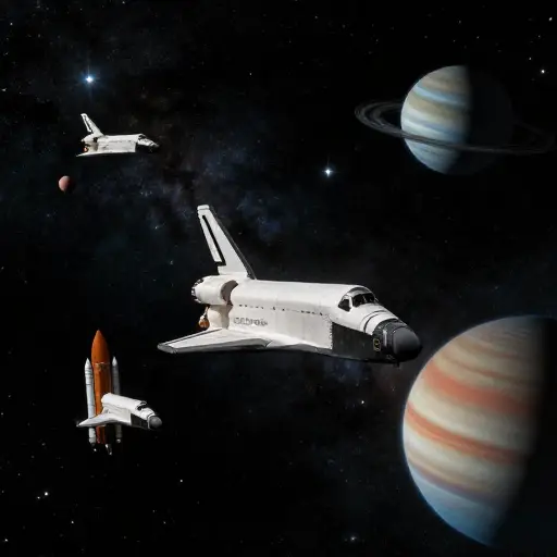 在电影里，有很多航天飞机在恒星和行星之间穿梭。