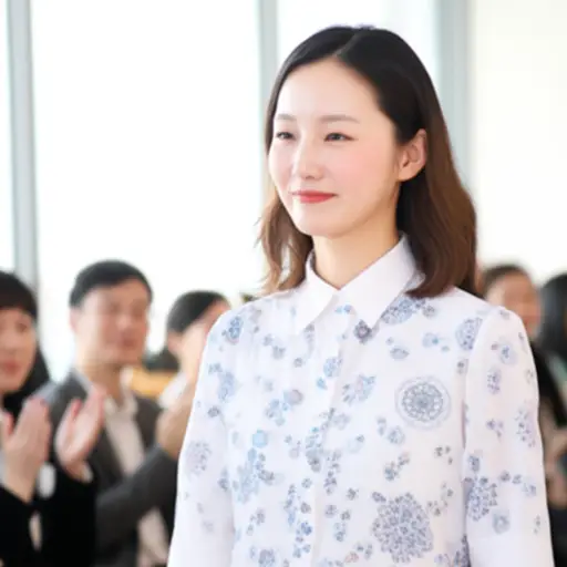当她被公开表扬时，脸一下子变得通红。