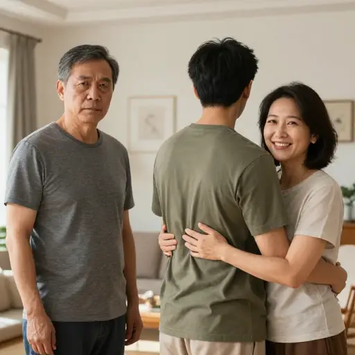 我父亲不像我母亲那样开明，但我全心全意地爱他。