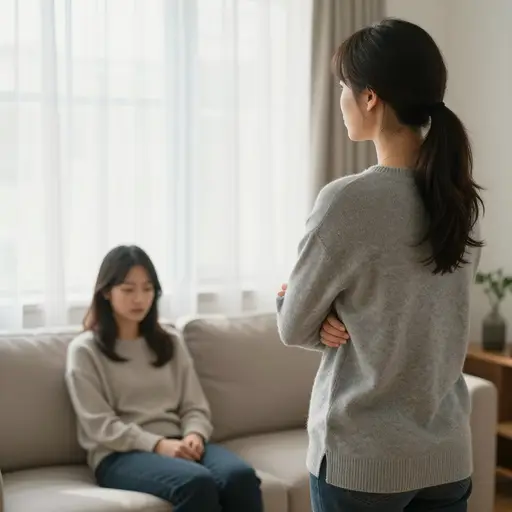 她敷衍地道了一声歉，既没有目光接触也没有表现出任何真正的悔意。