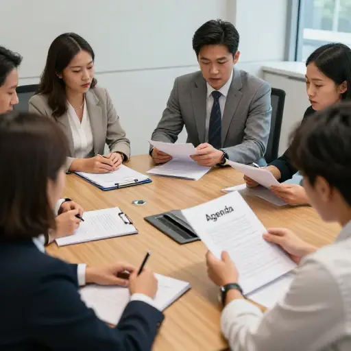 说到即将召开的会议，我们应该敲定议程。