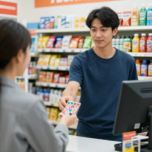 他在商店买了一包口香糖。