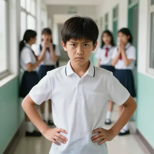 他是个非常霸道的男孩，我很怕他。