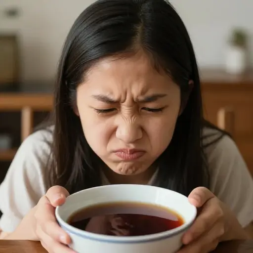 她对苦药做了个鬼脸。
