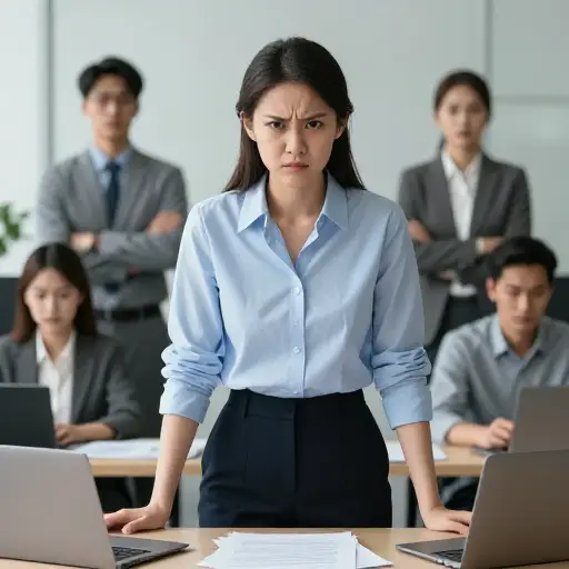 她对在工作中被不公平对待感到愤恨。