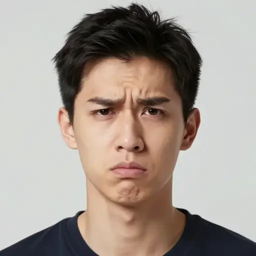 他带着困惑的皱眉看着我。