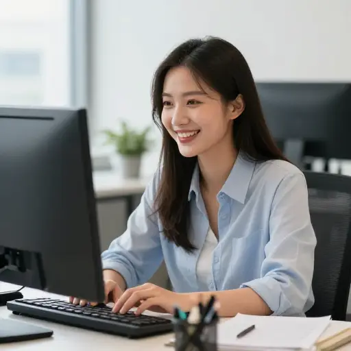 她真的以极大的热情全身心投入了她的新工作。