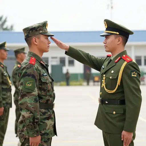 上尉命令士兵站岗。