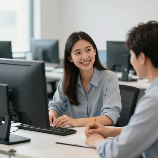 她很快在新工作中感到自在，并且非常快乐。