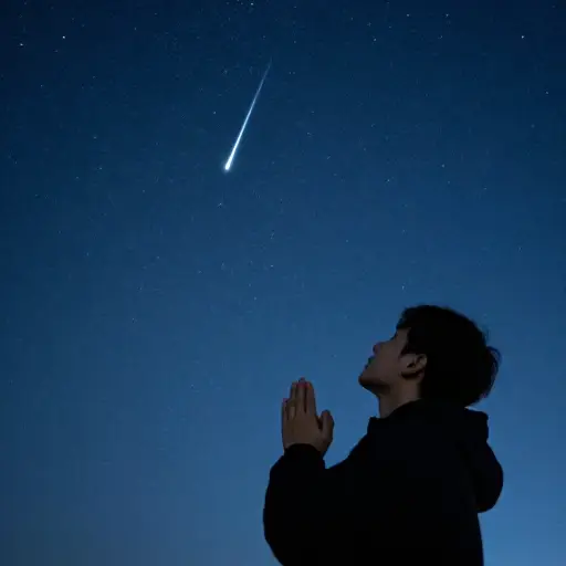 当我看到流星时，我迅速许了一个愿。