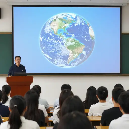 教授发表了关于气候变化的演讲。