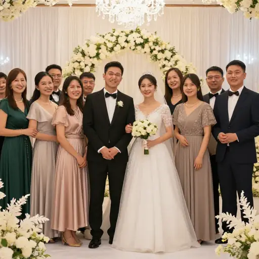 婚礼庆典由所有相关人员参加，是这对夫妇婚姻成功并获得他们共同的朋友和家人支持的第一步。