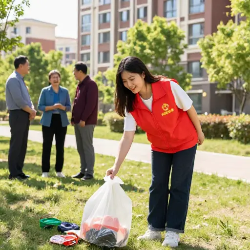 她通过积极参加社区志愿服务来表达对祖国的热爱。