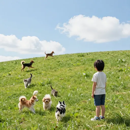 我看着它们跑到小山顶上。