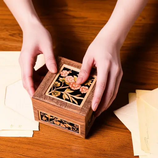 她将珍贵的家族信件保存在一个雕花小盒子里。