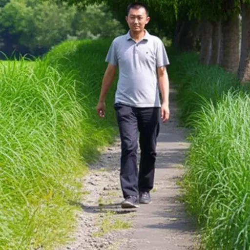 他沿着小路走了50步。