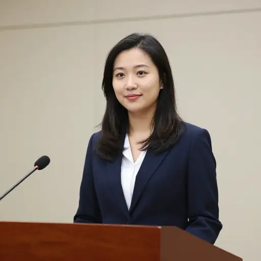 她显得冷静而自信。