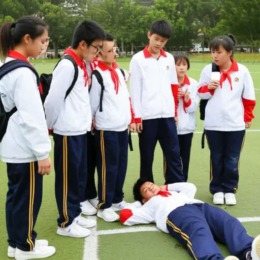 在全校同学面前摔倒让他感到无比羞辱。