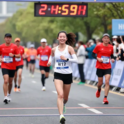 她在不到三小时内完成了她的第一次马拉松。