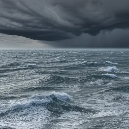 海浪在暴风雨中剧烈起伏。