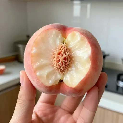吃桃子时要小心，别咬到那个硬核。