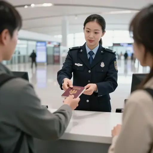 一名海关官员检查了我的护照。