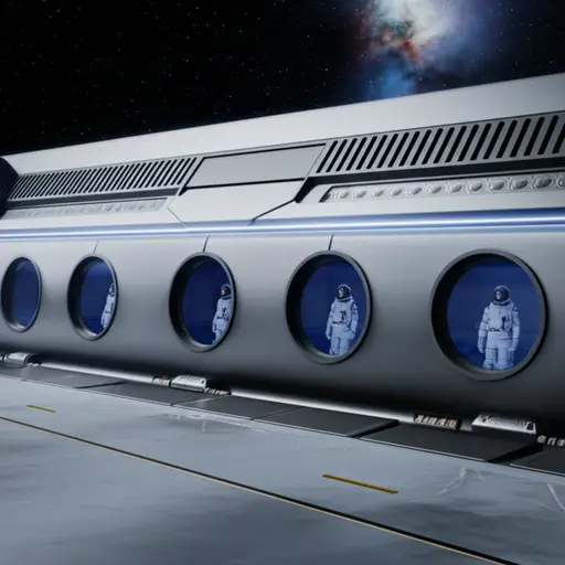 这艘宇宙飞船可以容纳六名宇航员。