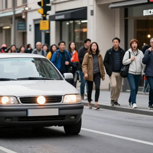 听到一声响亮的汽车喇叭声，我吓了一跳。