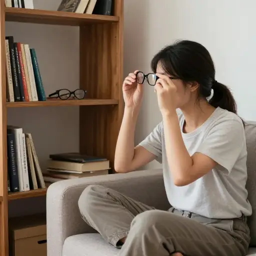 她经常把眼镜放错地方。