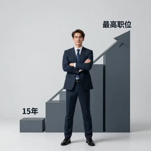 在15年间，他稳步晋升至最高职位。