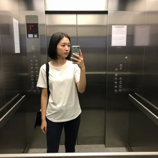 我在电梯里遇到了楼下的邻居。