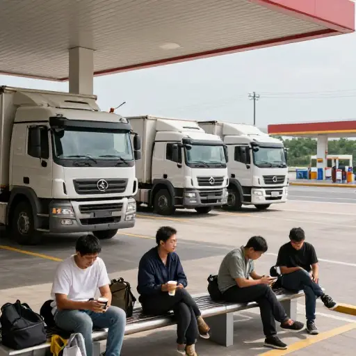许多长途卡车司机使用高速公路服务区来休息。