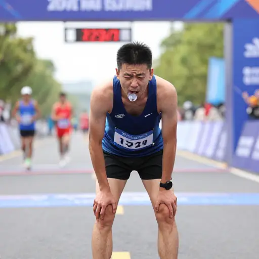 跑完马拉松后，他开始明显感到疲劳。