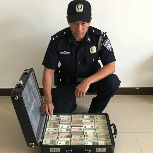 警察发现了一个装满被盗纸币的手提箱。