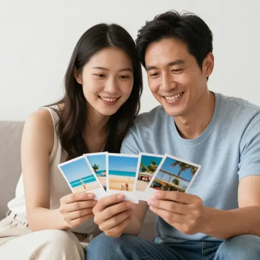 我们看了我们度假的照片。