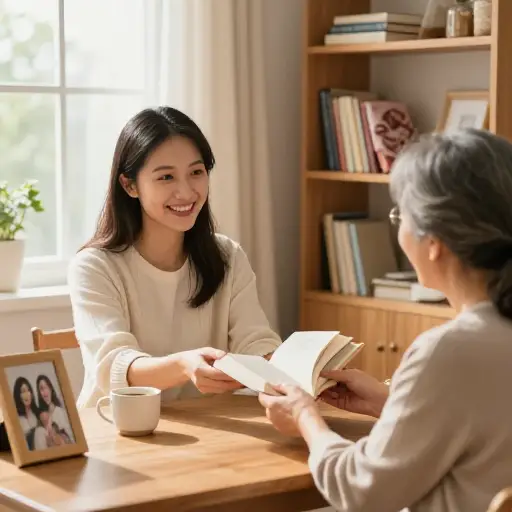 她借了他姐姐的一本书。