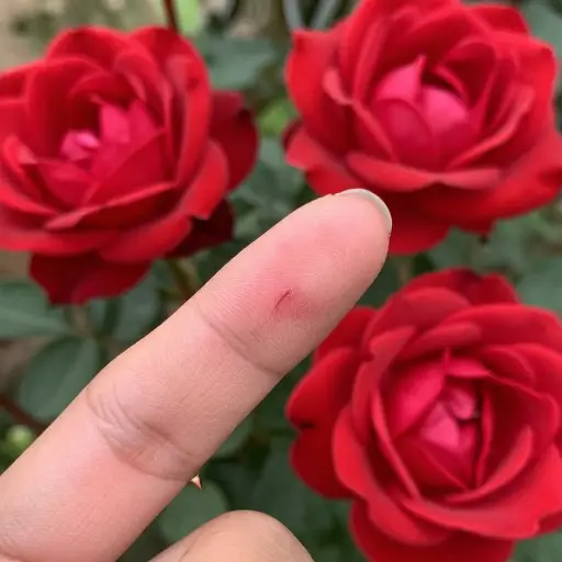 我在玫瑰上刮伤了自己。