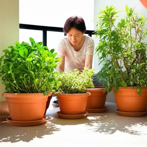 我妈妈喜欢在阳台上种植物。