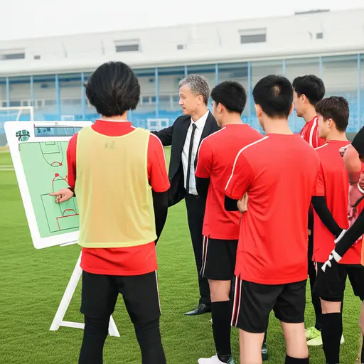 足球俱乐部经理正在与球员商讨新赛季的策略。