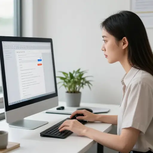 她再次通读了电子邮件以确保正确。