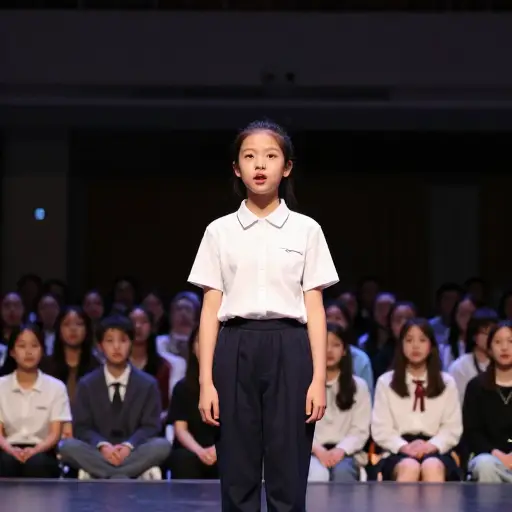 她在学校话剧中的主角表演非常出色。