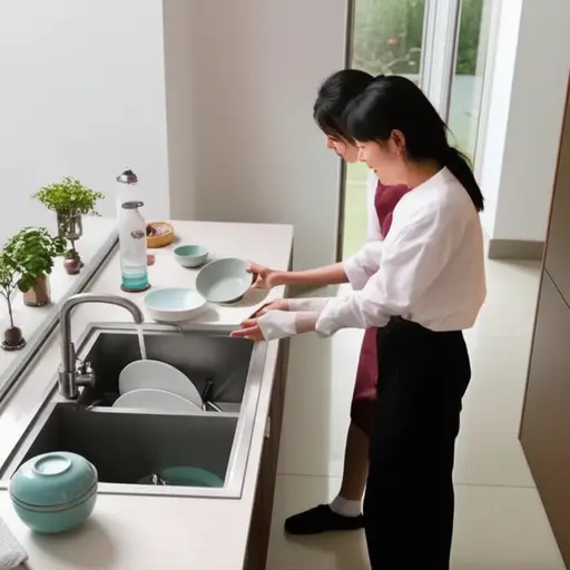 我们轮流洗碗吧。