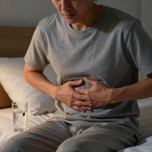 我昨天吃了太多辛辣食物，夜里胃灼热得睡不着觉。