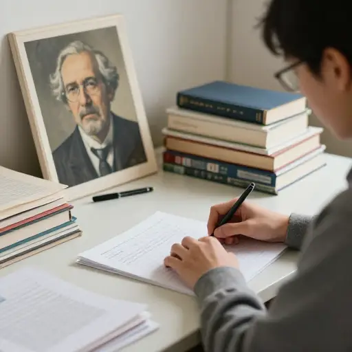 这位传记作者正在写一本关于那位科学家的新书。