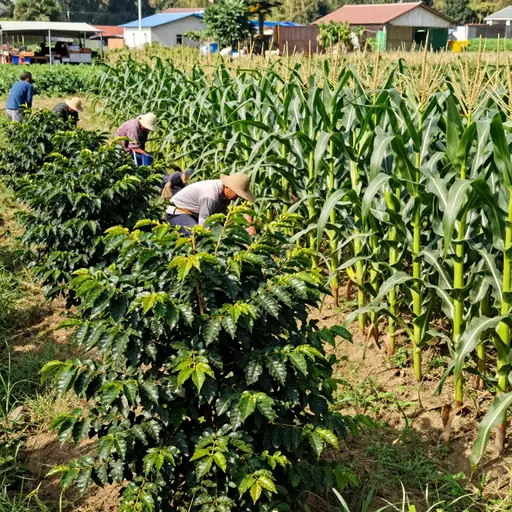 村民们种植咖啡和玉米在市场上出售。